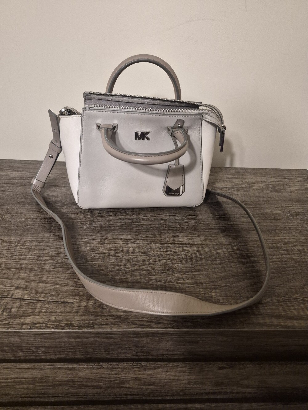 Michael Kors White and Gray Mini Satchel